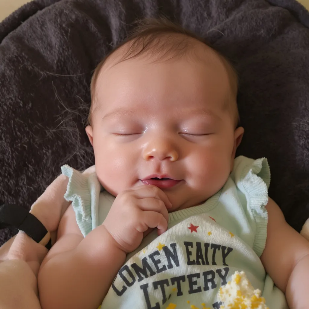 Bébé de 1 mois apaisé et souriant après avoir mangé