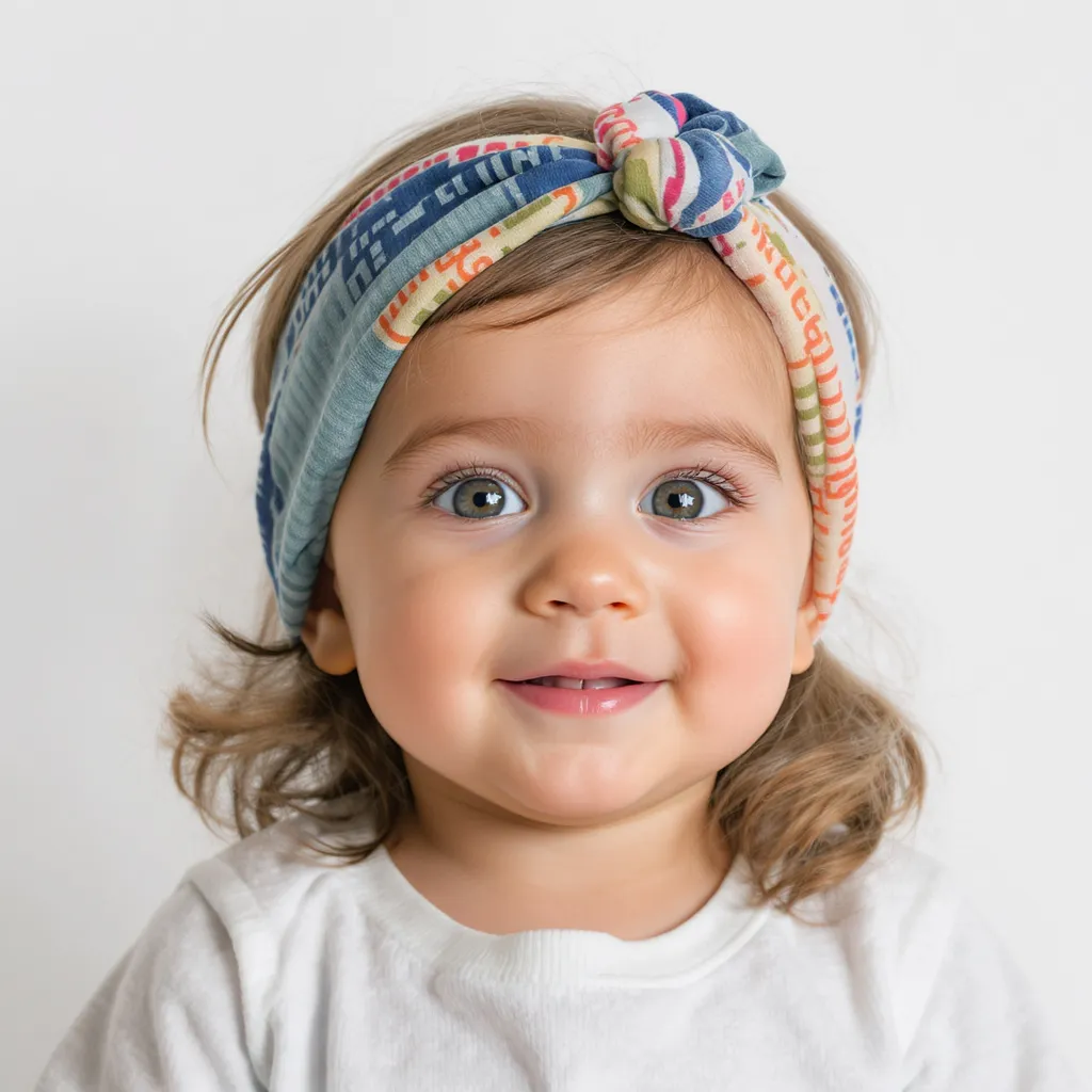Bébé aux cheveux longs avec bandeau doux et coloré