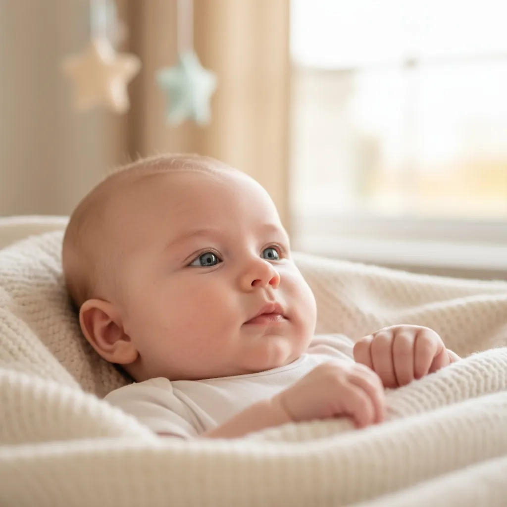 Bébé calme avec un regard fixe et concentré
