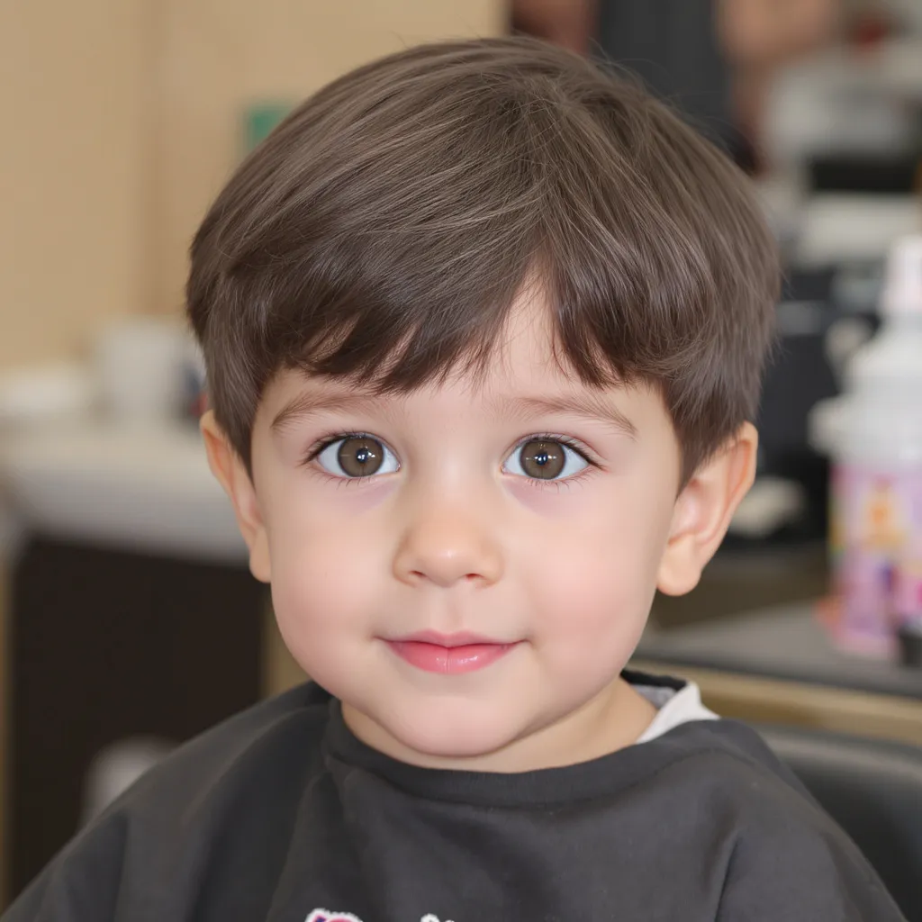 Coupe de cheveux bébé garçon 1 an avec frange courte
