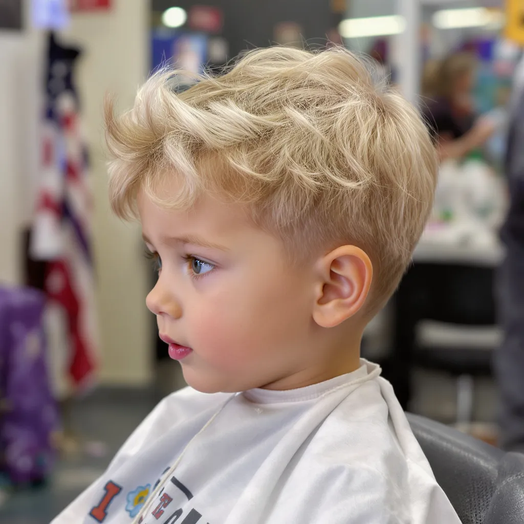 Coupe de cheveux bébé garçon 1 an style surfeur avec mèches ondulées