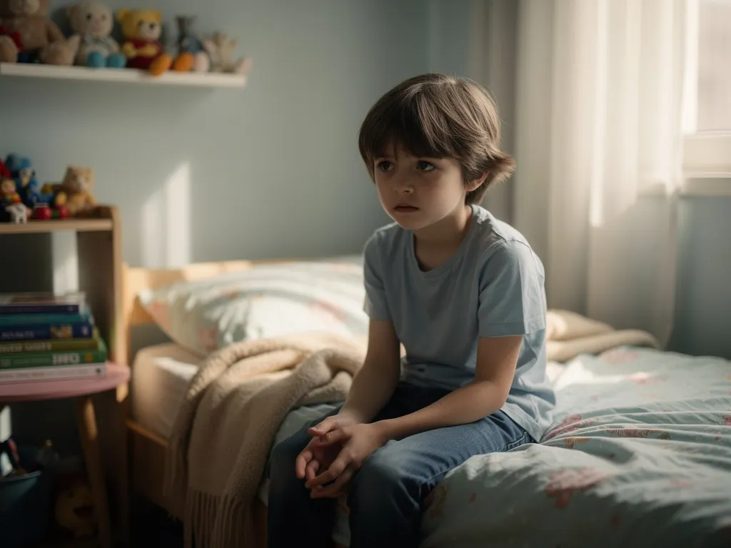 Enfant contrarié exprimant une frustration typique des disputes familiales, dans un cadre rassurant et non dramatique.